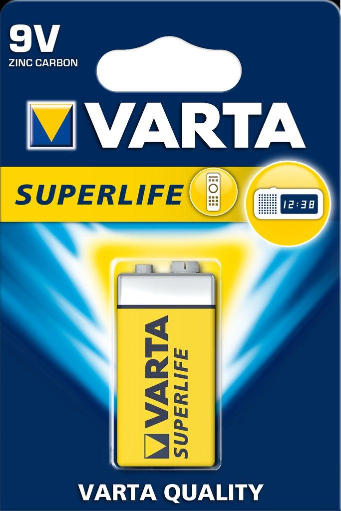 Varta batteri Superlife 6F22P 9V; 26,5x17,5x48,5mm BL-1